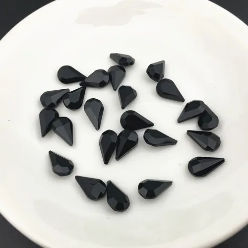 black Glass Crystal Pear 5*8mm 6*10mm 8*13mm nice colors Waterdrop water drop teardrop shape Glue on rhinestone beads nailart diy trim - Цвет: black