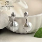 Lotus весело момент реального 925 пробы серебро Природный Модные украшения цветок лотоса Mother of Pearl Длинные Висячие серьги для Для женщин