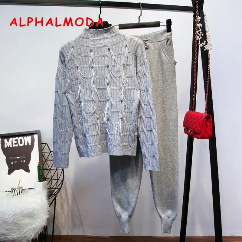ALPHALMODA Роскошные Страусиные волосы кристалл комплект из двух предметов топ и