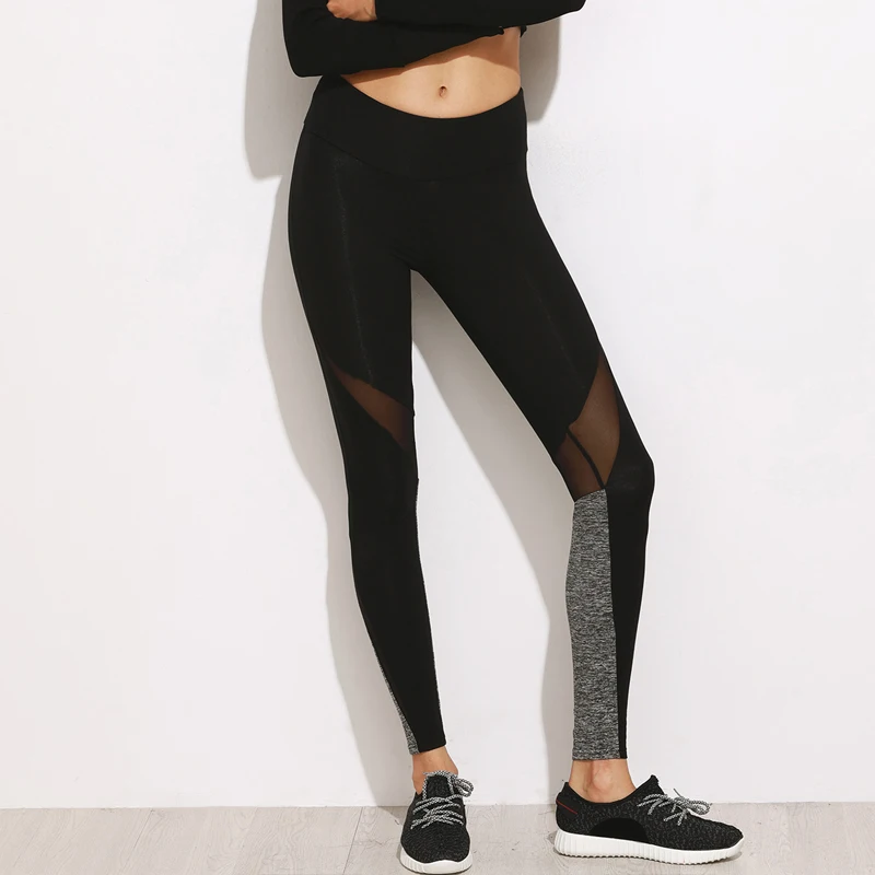 Женские сетчатые Спортивные Леггинсы набор для фитнеса йоги штаны эластичный