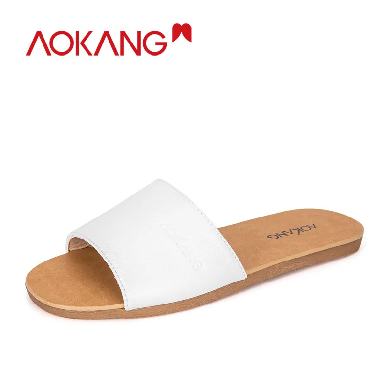 AOKANG/Женская обувь сезон весна лето шлепанцы на плоской подошве вьетнамки из