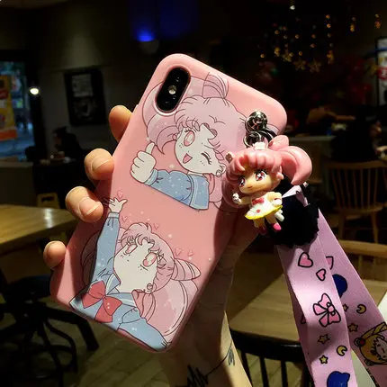 As shown in Чехол для телефона Oneplus 7 Star милый 3D Сейлор Мун для OnePlus 5 5 T/1+ 6 One Plus 6T мультяшная девушка задняя крышка+ игрушка+ ремни - Цвет: As shown in
