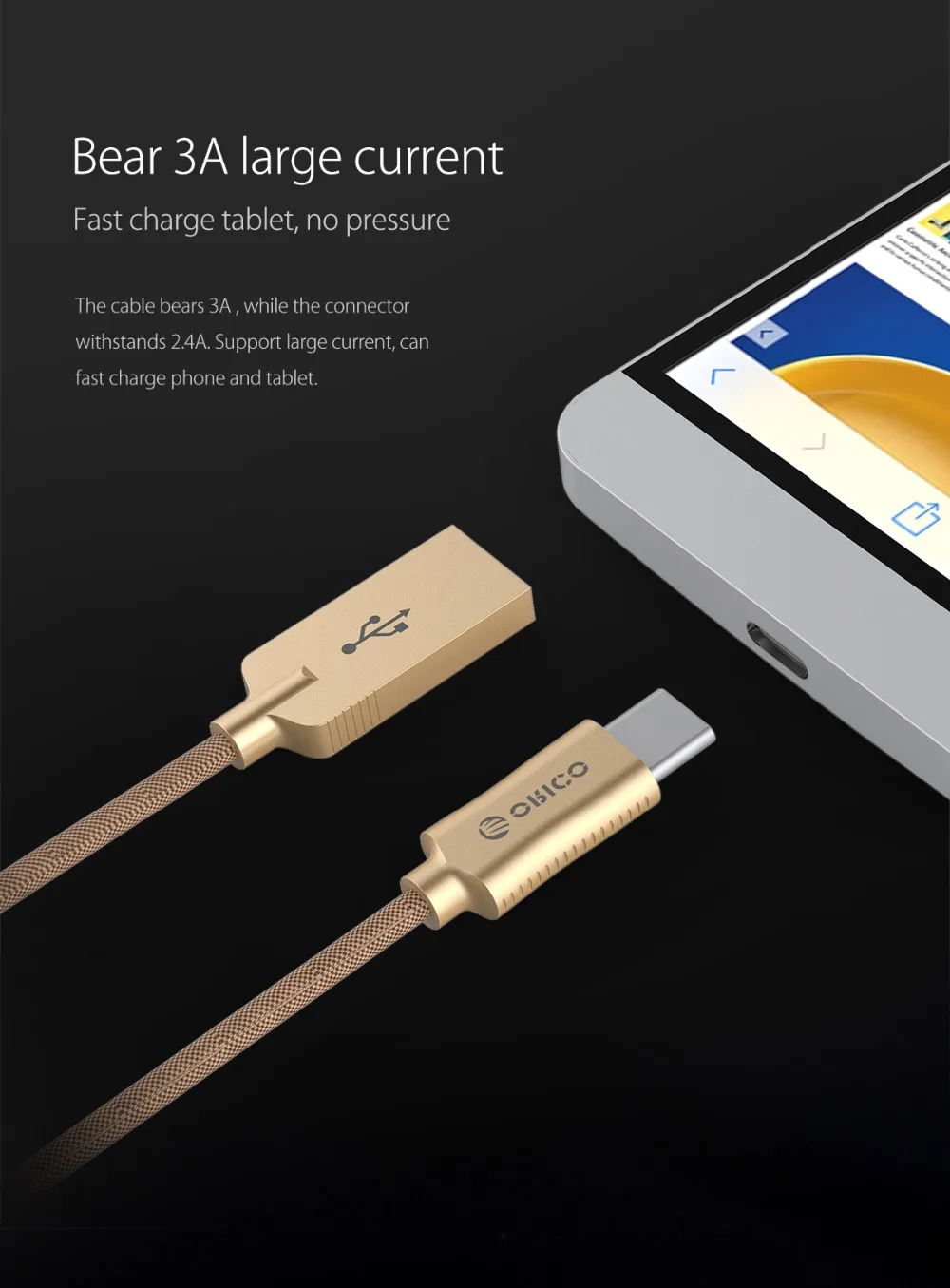 ORICO HCU usb type C кабель 3 фута 100 см 2,4 A кабель для быстрой зарядки для huawei