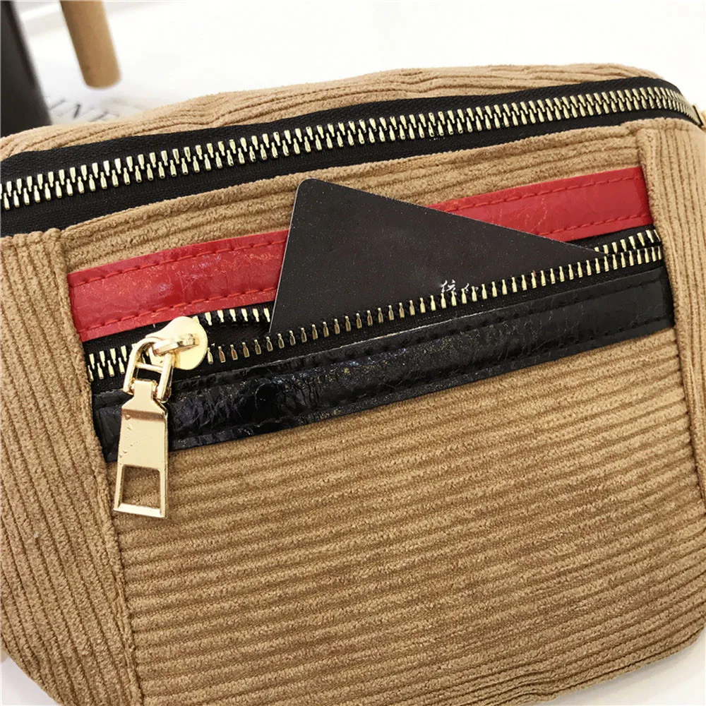 2018 Модные женские вельветовые сумки на молнии спортивные мессенджеры из