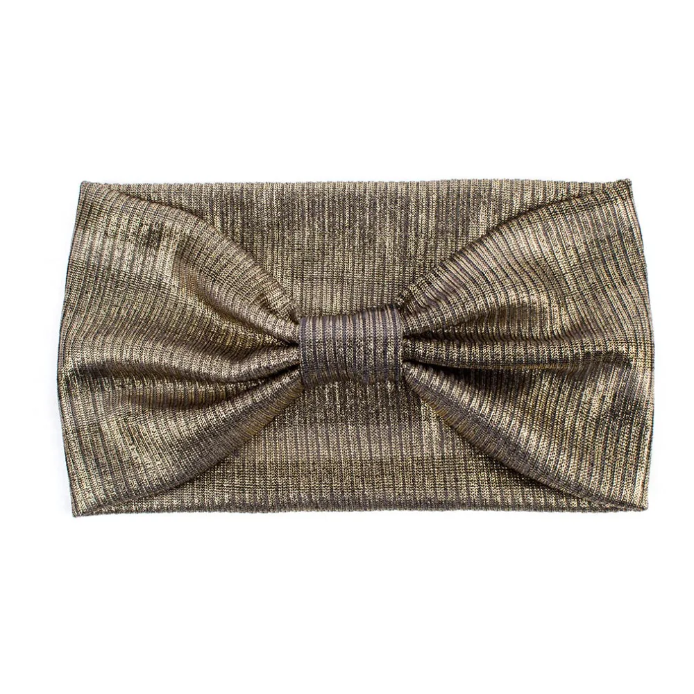 Женский широкий ободок Geebro летний вязаный тюрбан с узелком в полоску бантом