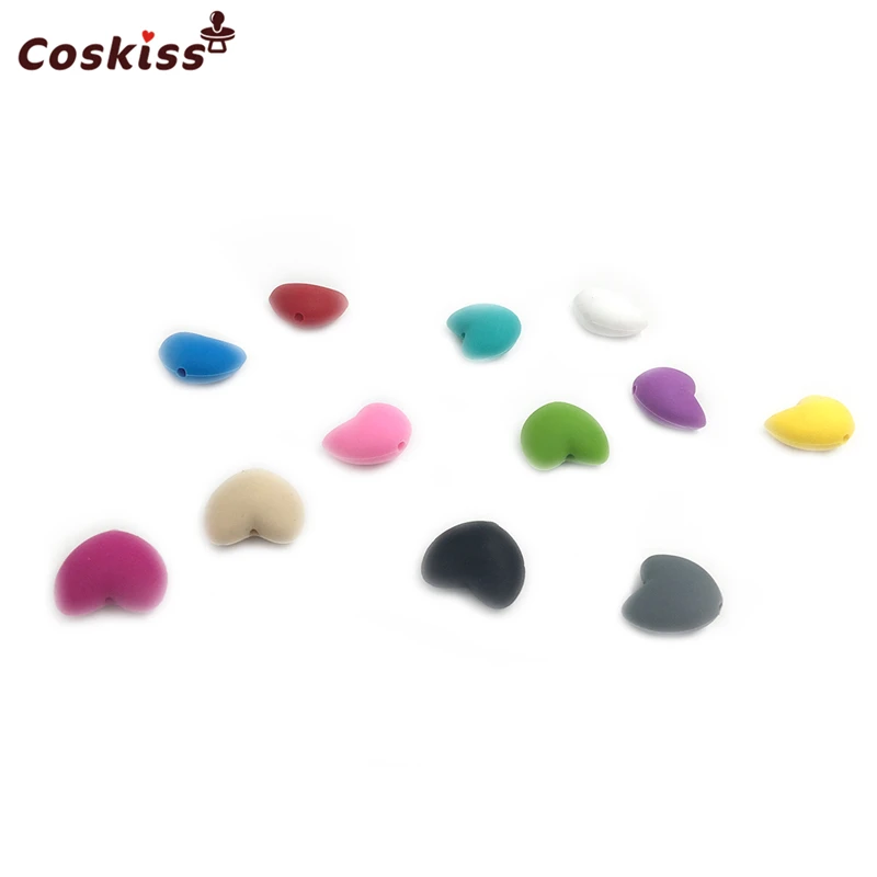 

Baby Teether Toys Mixed Color Heart Silicone Beads For Baby Teether DIY Necklace/ Bracelet Baby Teething Nursing Accessories