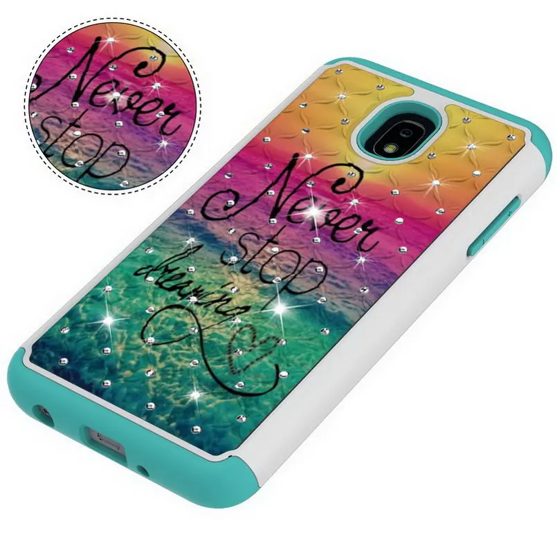 Case for Samsung Galaxy J7 2018 US Version Painted PC and TPU Bling Glitter Diamond Cover Funda | Мобильные телефоны и