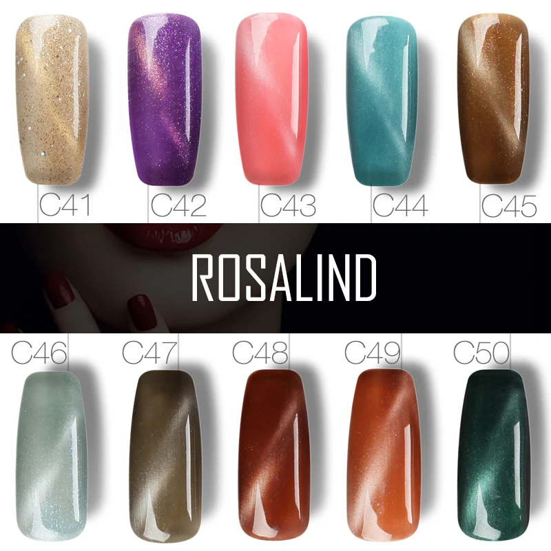 ROSALIND гель 1S P+ черная бутылка 10 мл кошачий глаз магнит C31-60 гель лак для ногтей УФ светодиодный Полупостоянный гель лак
