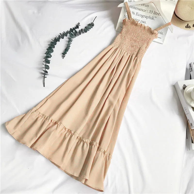 AreMoMuWha летнее винтажное платье с оборками на тонких бретелях для женщин платья