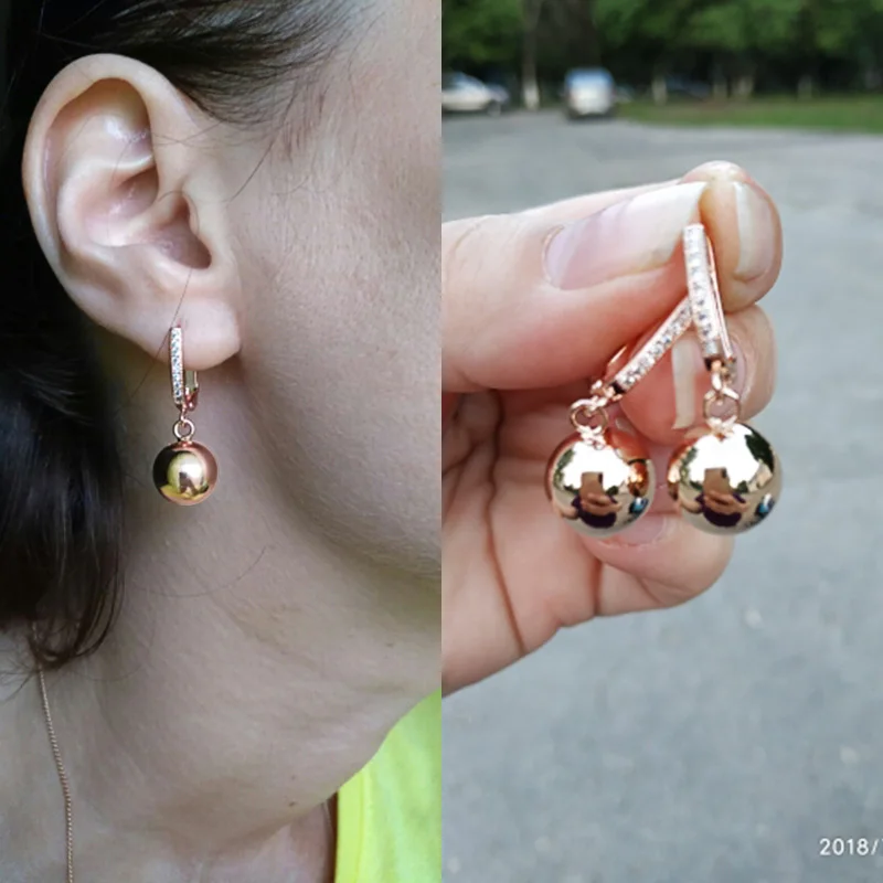 Женские ажурные серьги OCESRIO длинные подвески из розового золота 585 пробы модные