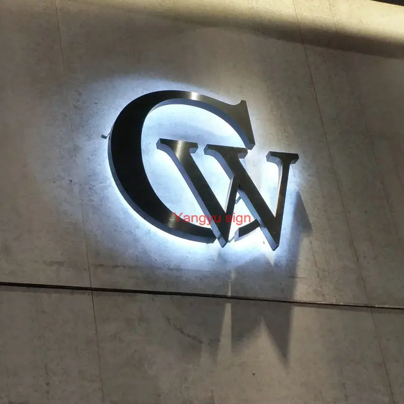 

3D outdoor advertising channel letters stainless steel backlit sign letters