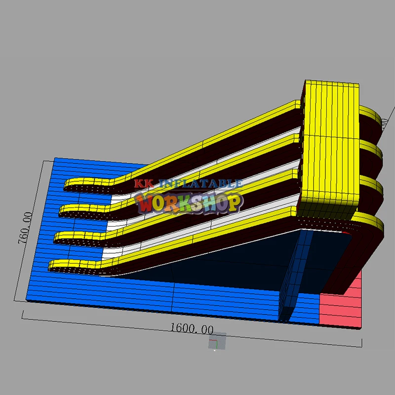 Большая Расширенная Многоканальная высокая надувная водная горка|Водные горки| |