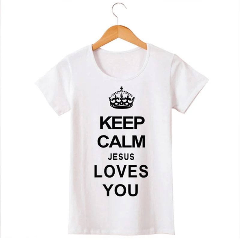 Женские хлопковые футболки с круглым вырезом Keep Calm Jesus Love you бесплатная доставка |