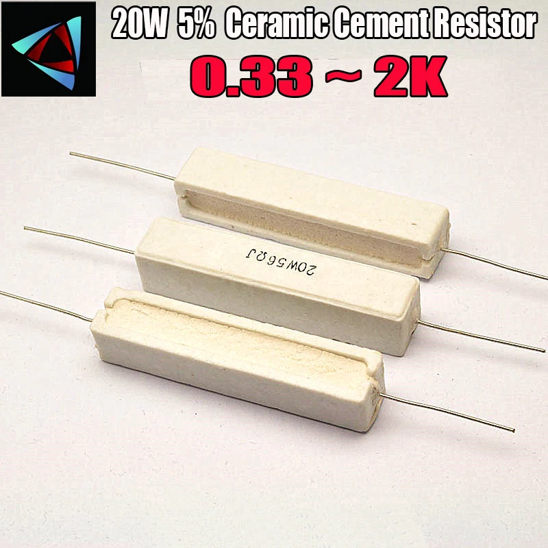 

20W 5% Ceramic Cement Resistor 0.33 0.5 1 2 2.2 3 4.7 5.1 6.8 8.2 10 15 20 22 24 30 33 39 47 51 56 68 72 100 120 150 1K