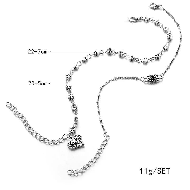 2 шт. женские Этнические сандалии на щиколотку с цепочкой|Анклеты| |
