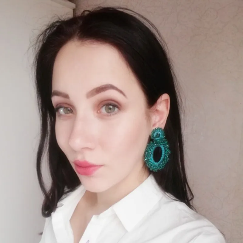 Женские серьги подвески в стиле барокко длинные сережки с кристаллами ювелирные
