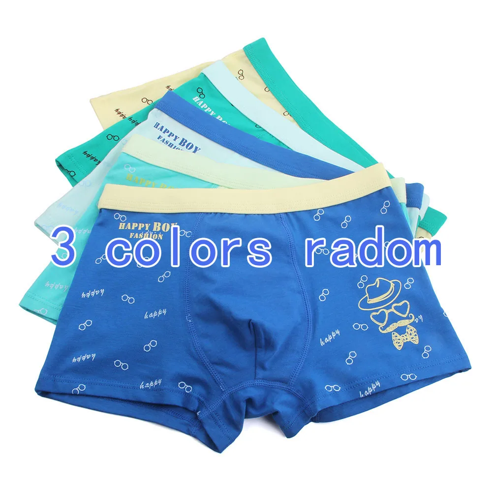 3 pcs happy boy 3 шт./партия трусы для мальчиков детское нижнее белье трусы для мальчиков из чистого хлопка с треугольными чашечками, трусы для мальчиков, шорты для малышей от 6 до 16 лет - Цвет: 3 pcs happy boy