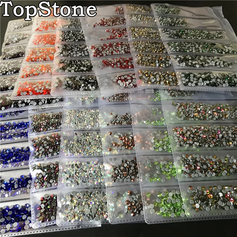 Стразы TopStone для дизайна ногтей разных размеров 1700 шт. стразы горячей фиксации с