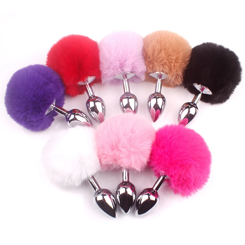 Короткий стиль кролика хвост металлический анальный плагин 8 цветов