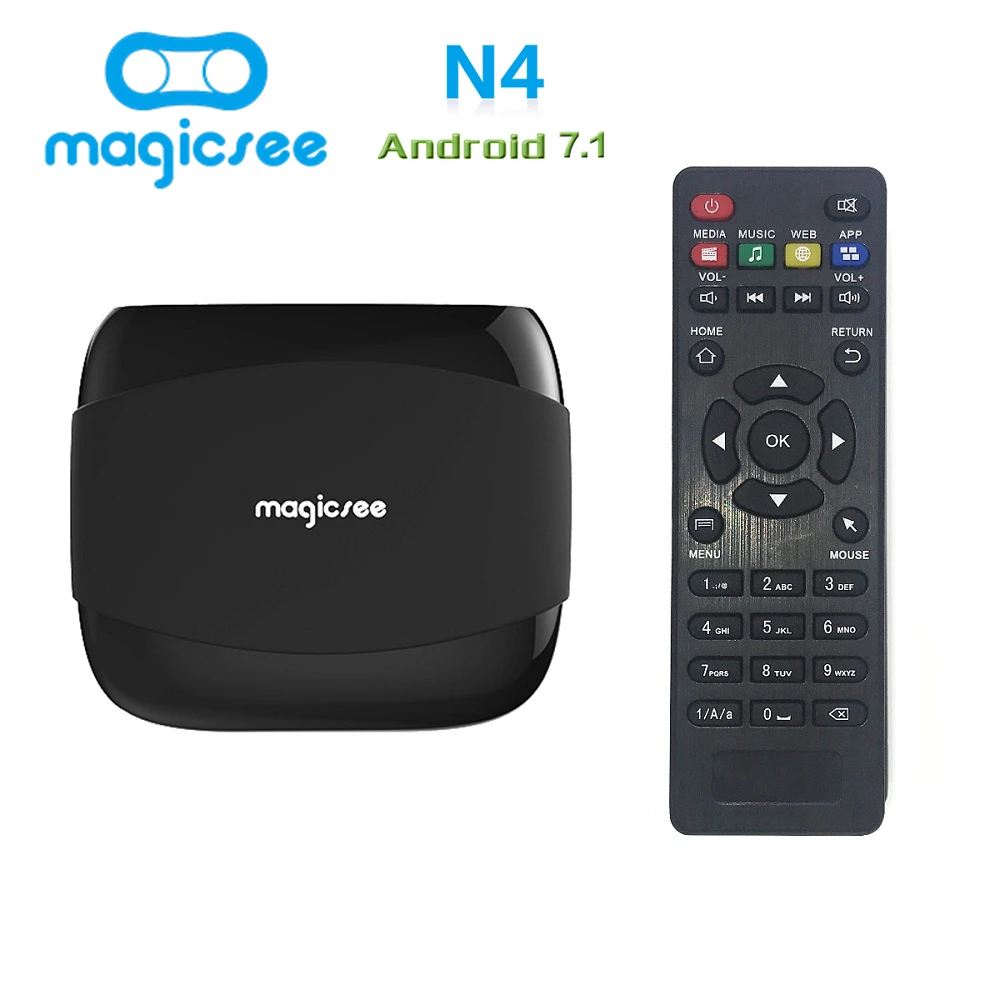 Magicsee N4 Amlogic S905X Android 7 1 ТВ BOX Quad core 4 К Разрешение 2 ГБ/16 ГБ г/8 г Поддержка WI FI LAN HDMI H.265
