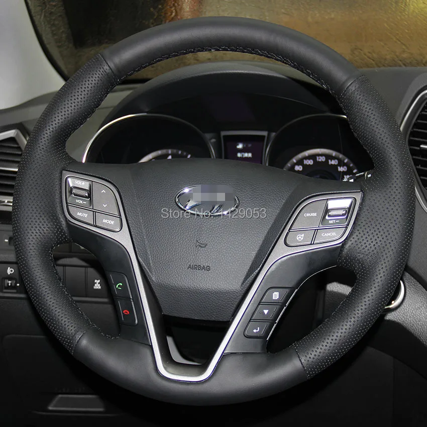 Case for Hyundai Grand Santa Fe 2013 ix45 Steering wheel covers Car styling DIY genuine leather Anti-slip breathable car | Автомобили и