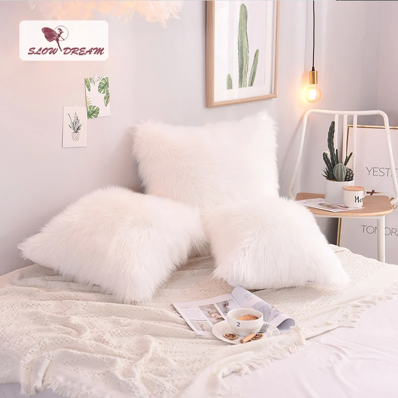 Snowdream скандинавский стиль белая плюшевая наволочка мягкая меховая декоративная