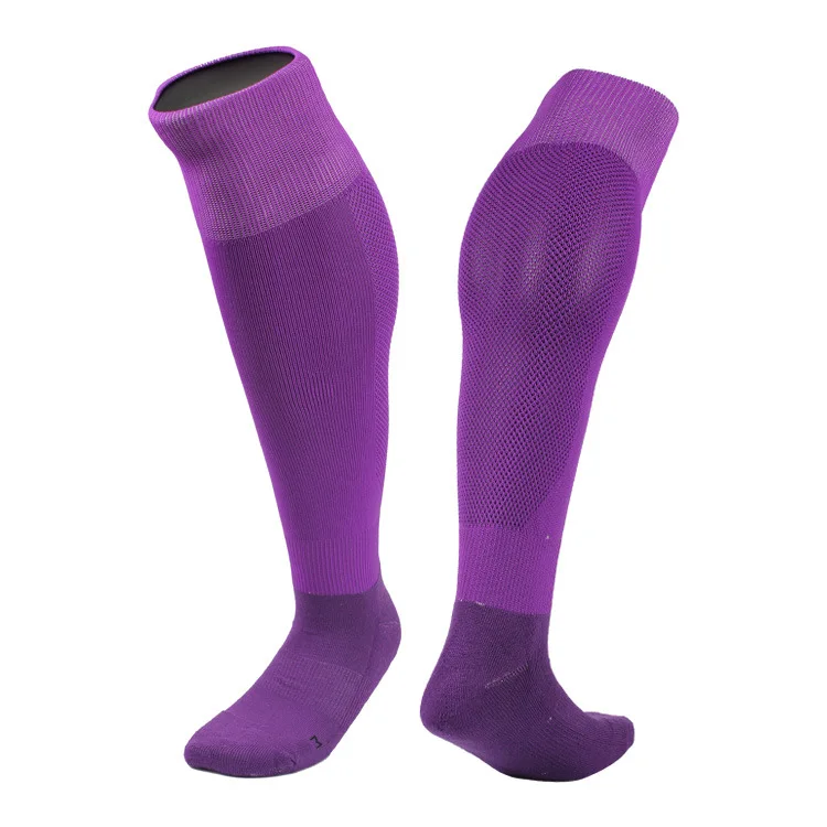 05 purple Brothock футбольные носки Для мужчин тренировочная сумка для отдыха на открытом воздухе, быстро сохнет, Бег чистый спортивные носки высокие носки с махровым следом Противоскользящий Футбол Носки - Цвет: 05 purple