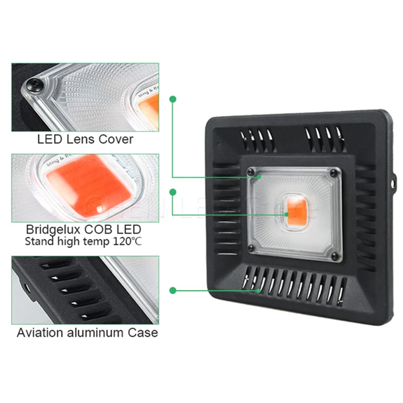 1 шт. Led Grow прожектор полный спектр 50 Вт 100 200 110 В 220 в открытый IP65 высокой мощности
