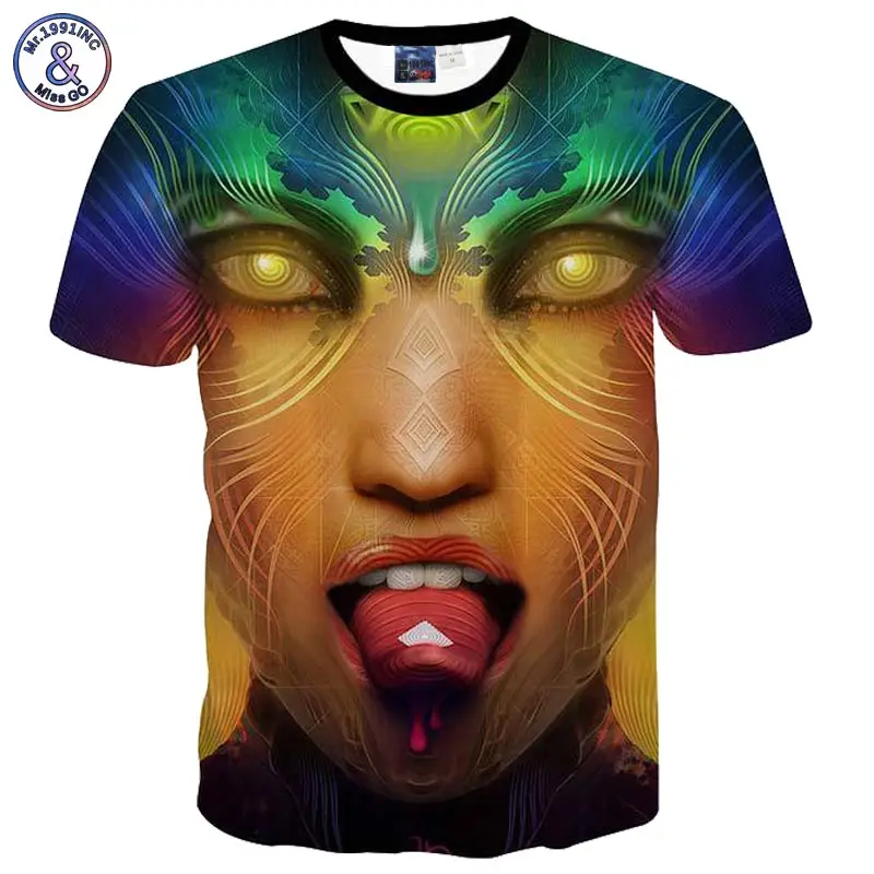 Новая мода 3D абстрактное лицо сексуальный язык печатных Мужская 3d футболка с