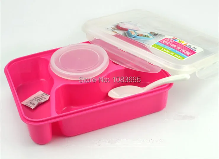 1 pcs 4 compartment lunch box bento lancheira plastic scoop pratos container for food | Дом и сад