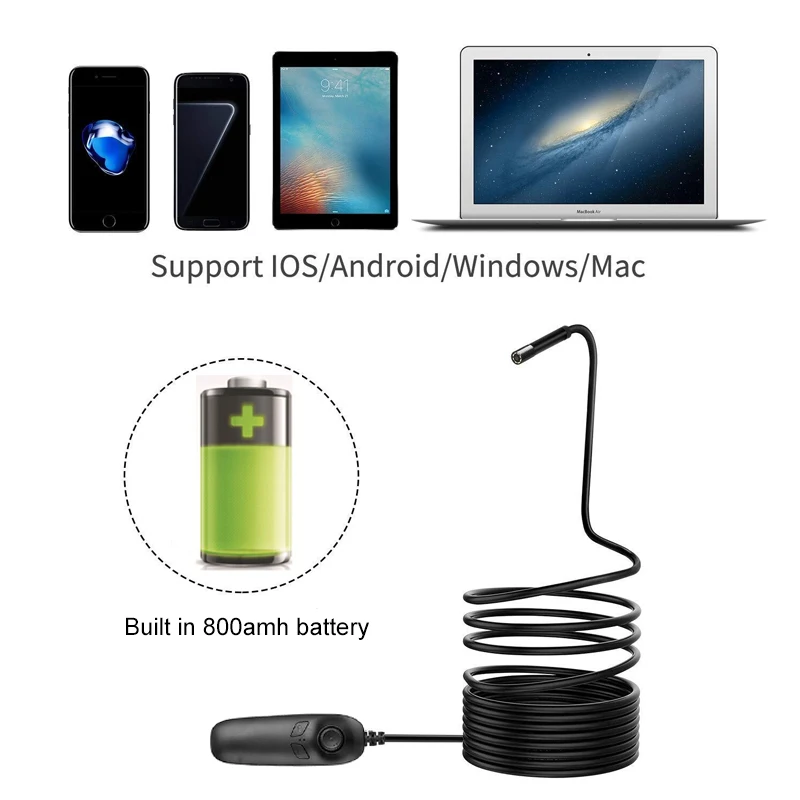Телескопическая камера эндоскоп с Wi Fi 8 мм 1200P|Камеры видеонаблюдения| |