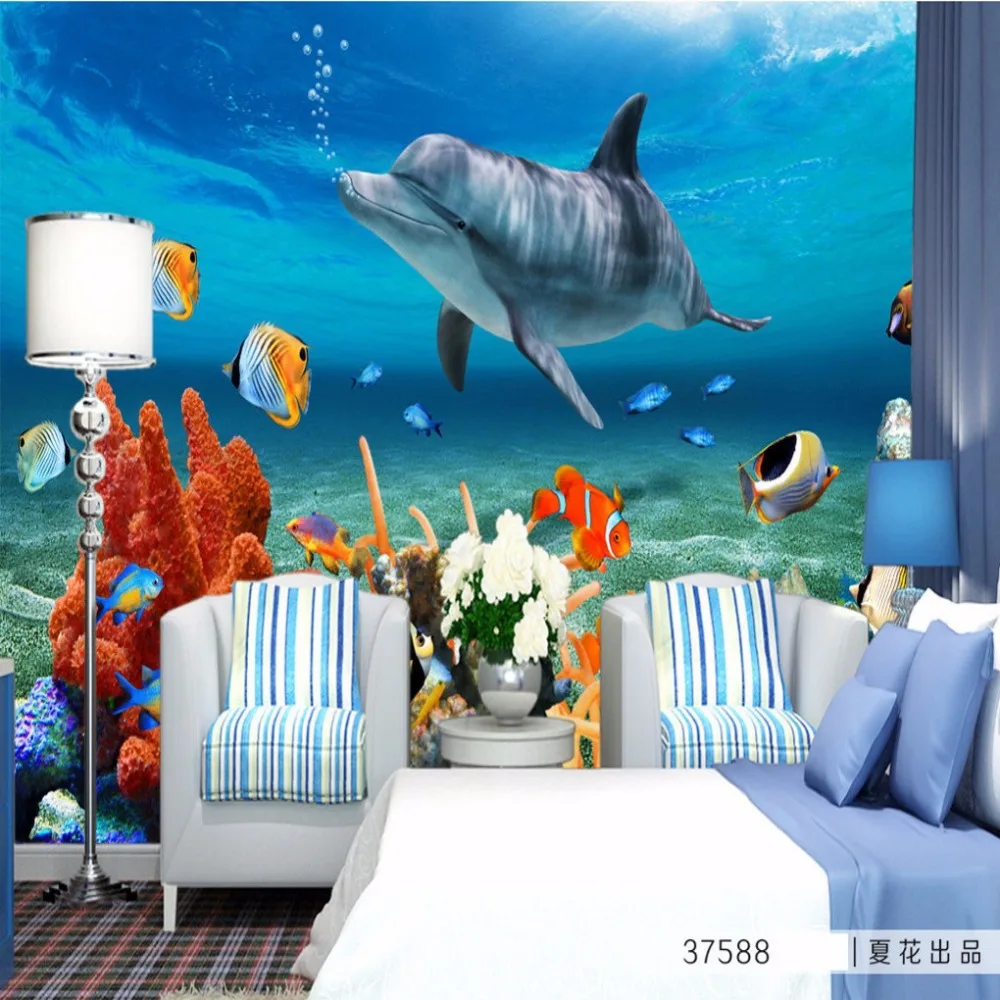 

Free Shipping custom 3D coral flooring sticker bathroom kitchen office self-adhesive wear floor wallpaper mural