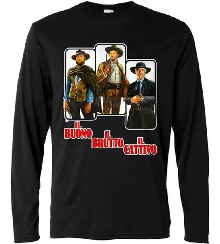 MAGLIA MAGLIETTA футболка MANICHE LUNGHE фильм IL BUONO BRUTTO E CATTIVO lm137|Мужские футболки| |