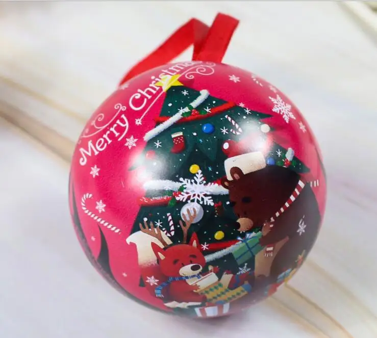 Новинка! 12 шт./лот коробка для хранения рождественских шаров круглая жестяная