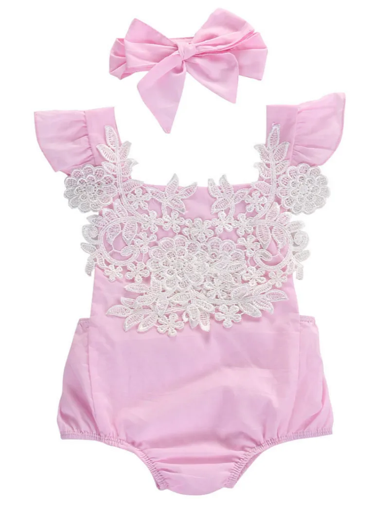 

Lace Baby Bodysuit Summer Cute Infant Baby Girls Lace Floral Bodysuit Jumpsuit Headband Outfits Girl Set Baby Girl Clothes 0-18M