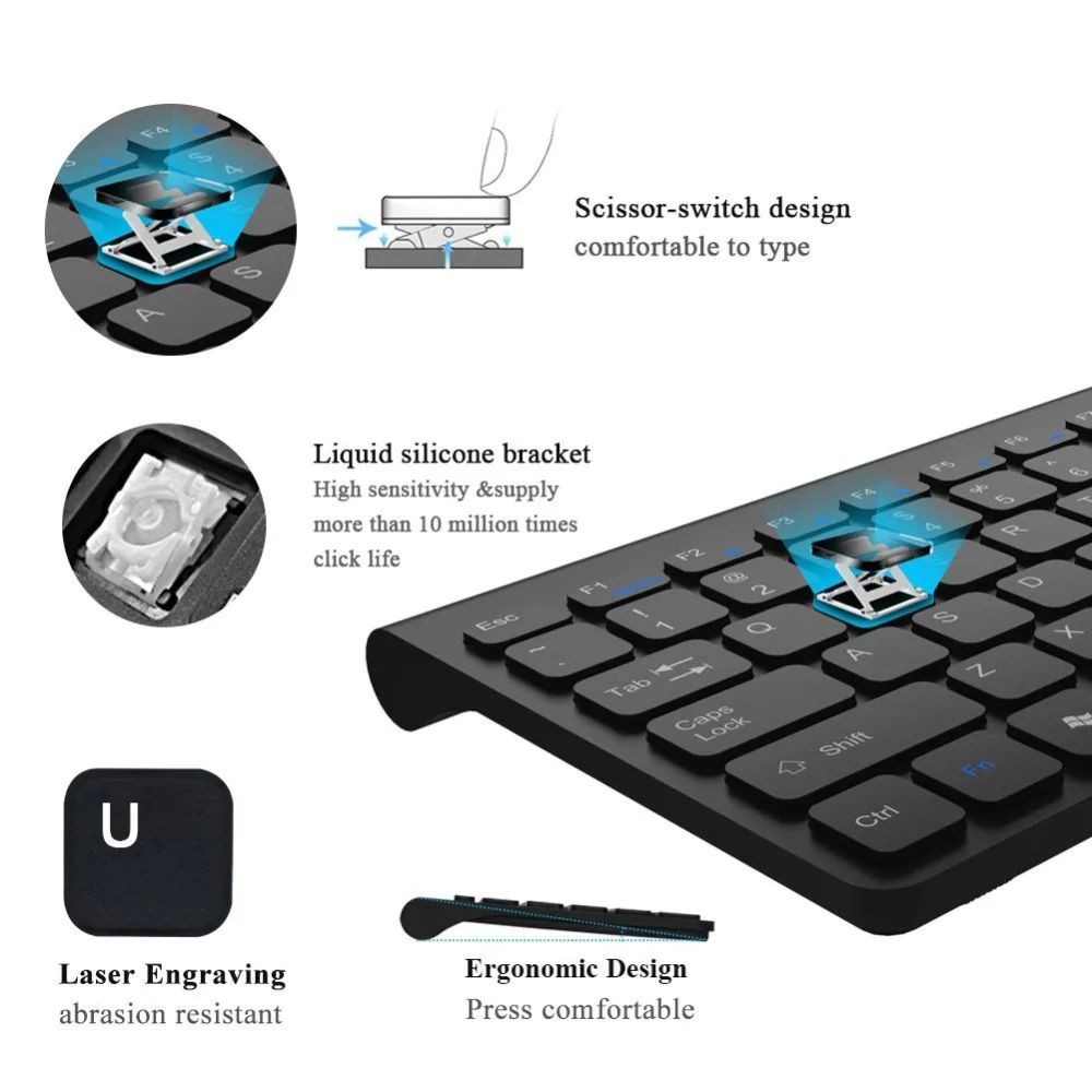 AVATTO Slim 1 USB приемник управления 2 4 ГГц беспроводная мини клавиатура и оптическая
