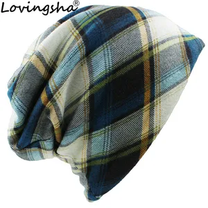 Lovingsha осень-зима девушка Skullies шапочки Полосатый Дизайн Многофункциональный Шапки для Для женщин Тонкий Леди Мода feminino шарф HT082