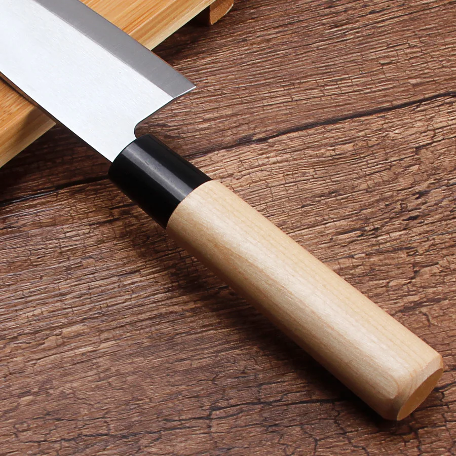 Кухонный нож из нержавеющей стали сашими суши кухонный с деревянной ручкой