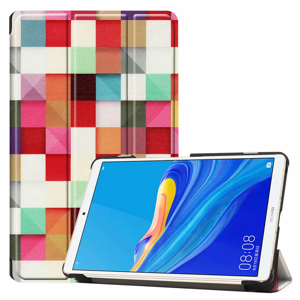 Цветной смарт-чехол с принтом из искусственной кожи чехол для huawei MediaPad M6 8,4 дюймов планшет с функцией автоматического сна чехол для M6 8,"+ пленка+ ручка