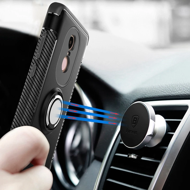 Fitted Case for Xiaomi Redmi Note 4X Magnetic Car Holder Finger Ring Stand Cover 5 4A Pro Coque |