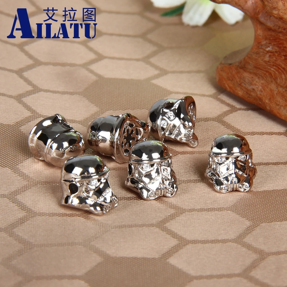 

Ailatu 10 Pieces Movie Hero Men Helmet Beads Clear CZ Eye for Fashion Jewelry