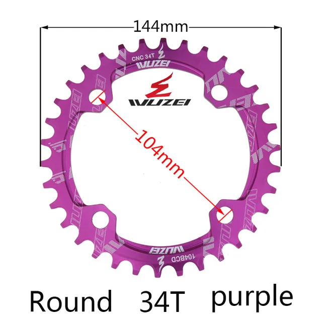 Purple 34T Round Одиночная 1 система отслеживания скорости узкая широкая цепь 104 BCD круглая 32T 34T 36T 38T для MTB 11s 10s 9s 1*11 коленчатое кольцо колеса цепной передачи - Цвет: Purple 34T Round