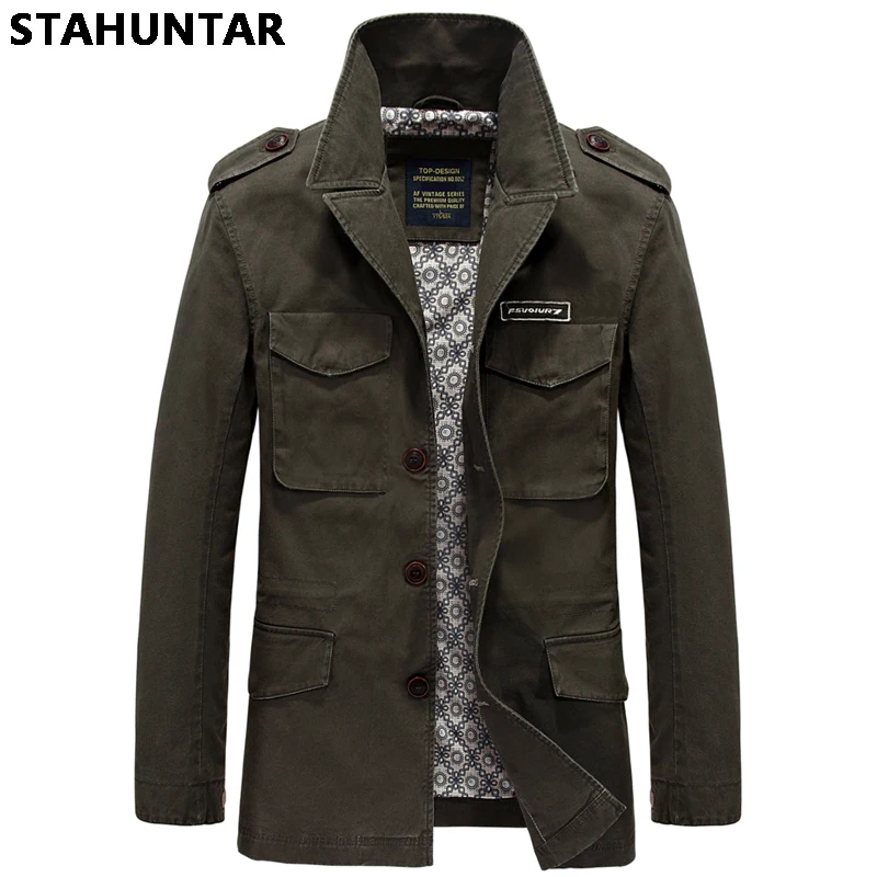 Демисезонный полета куртка Мужчины Кнопка Хлопок зеленый синий хаки Мужская Pocket