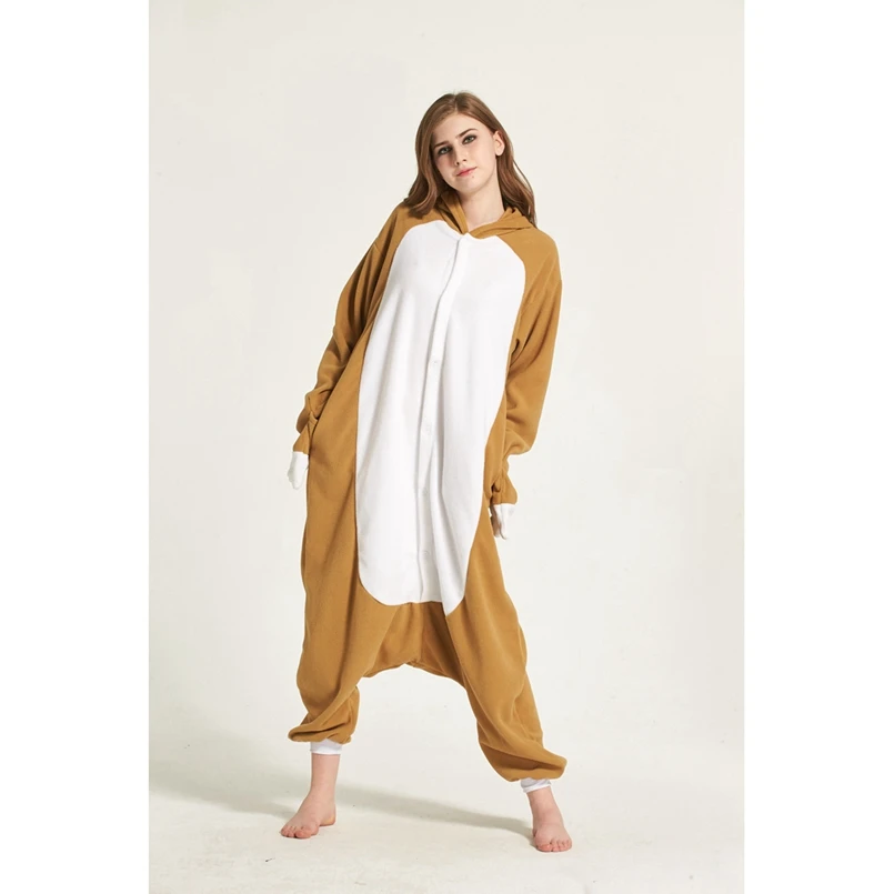 Лень животных пижамы Onesie Толстовка для взрослых Для женщин Для мужчин Пижама праздника Хэллоуин пижамы руно полной длины