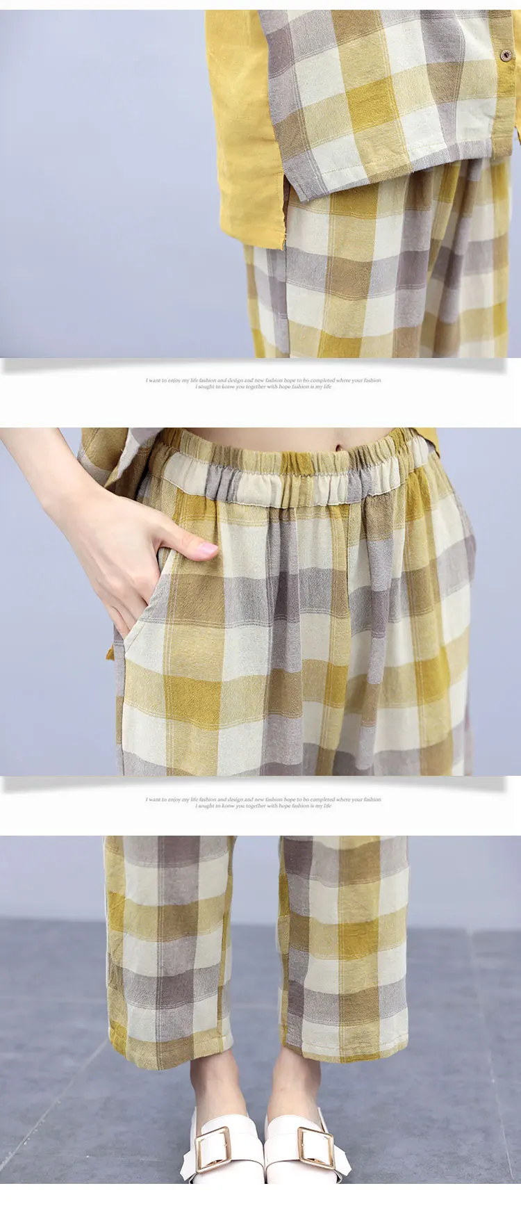 

Leisure Plaid Two Piece Set Summer Outfits For Women 2 Piece Set Top And Pants Casual Women Clothes 2019 Year-old Female Costume