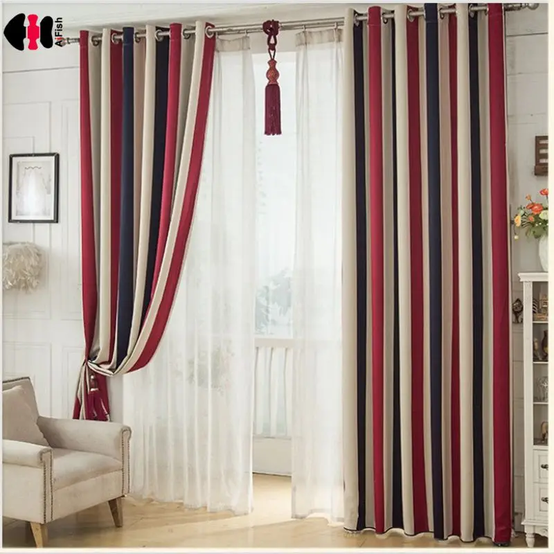 Радужные красные синие полосатые шторы детские для мальчиков и девочек спальни