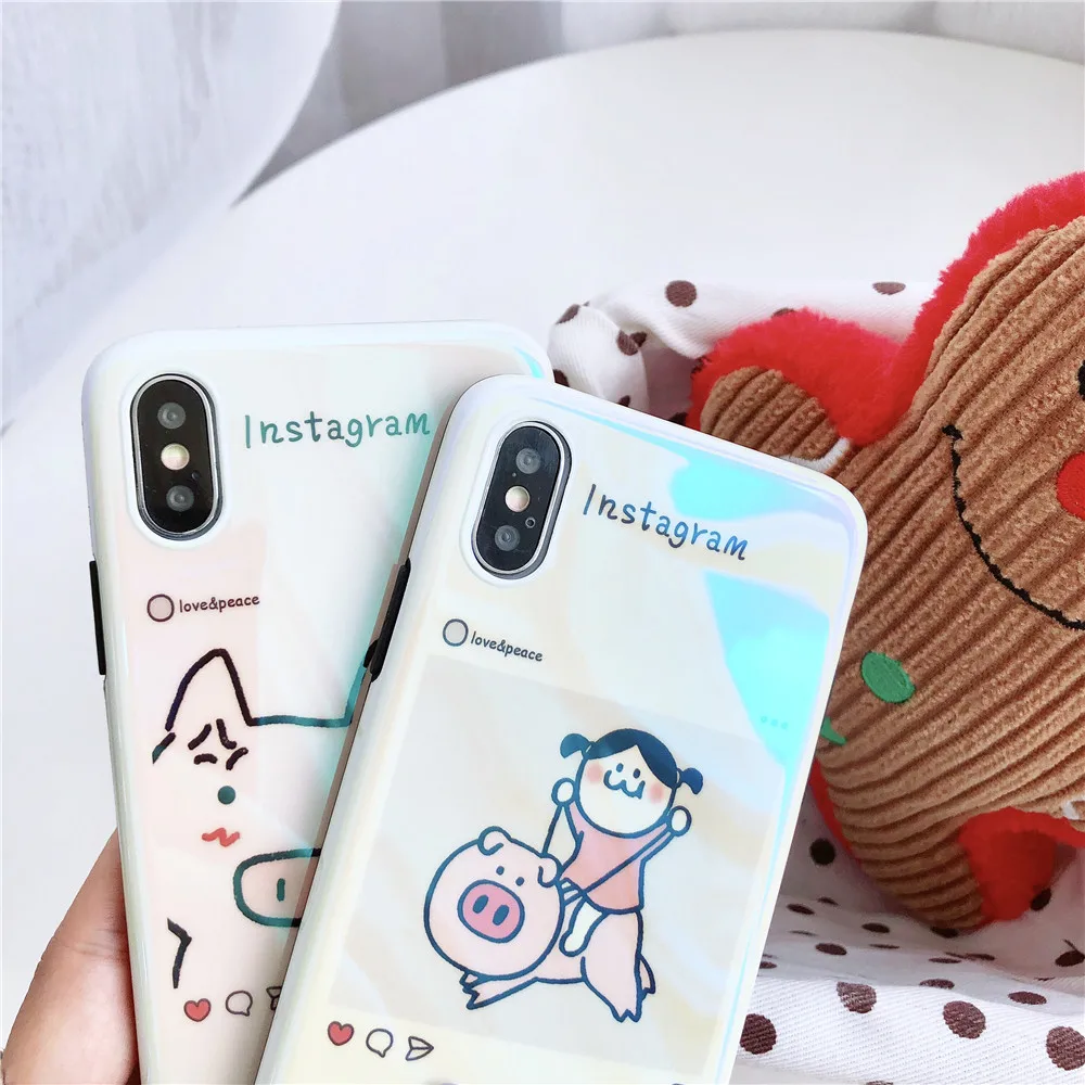 Для IPhone 7 6 случаях модные бул лучей милый мультфильм свинья пары мягких чехол для