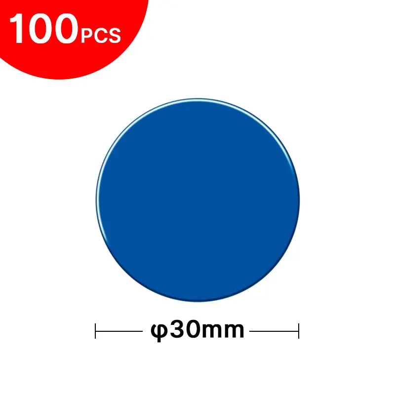 100pcs 30mm Round 100 шт. металлическая пластина с наклейкой для магнитного автомобильного держателя, сменная металлическая пластина, железный лист для магнита, подставка для мобильного телефона - Цвет: 100pcs 30mm Round