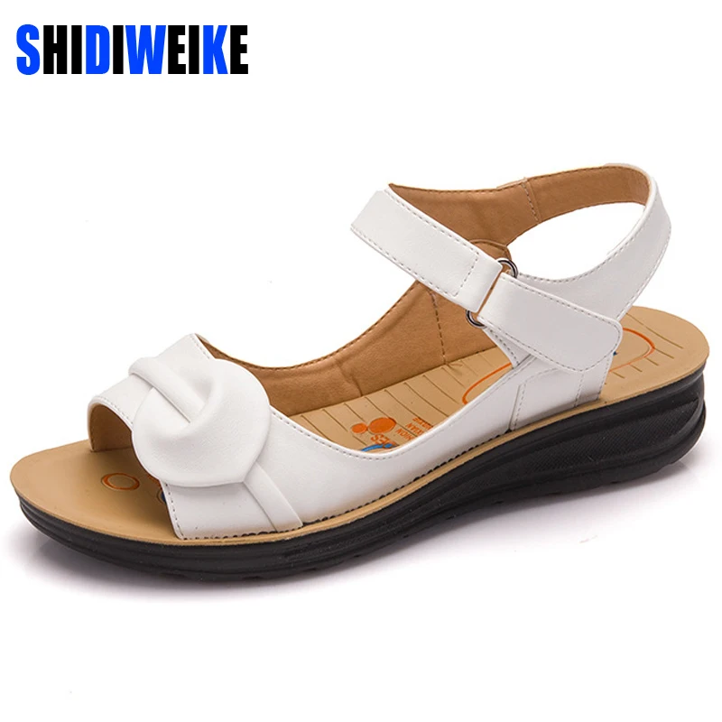 

Big Size 35-41 Summer Women Genuine Leather Sandals Vintage Ladies Flat Sandials Ankle Strap Fashion Casual Platforms Soft Shoes