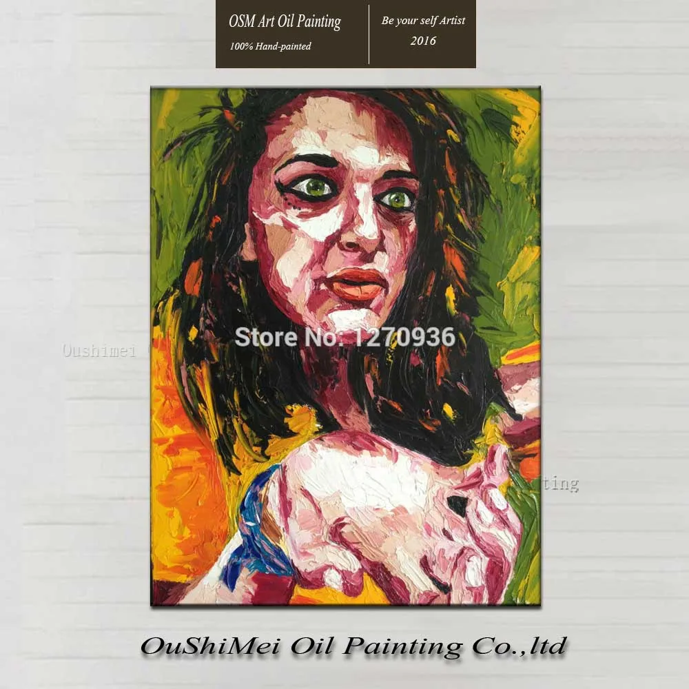 Современные абстрактные красивые большие глаза леди Портрет ручная роспись